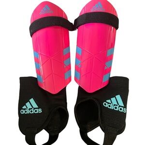 Adidas kids shin guards size S bright pink with blue